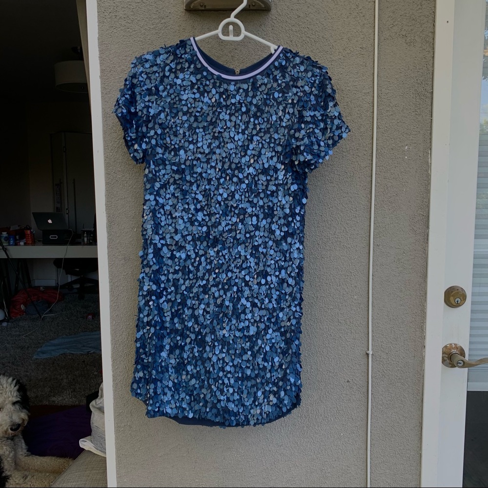 MLV Blue Sequen Dress Size S - Picture 6 of 10